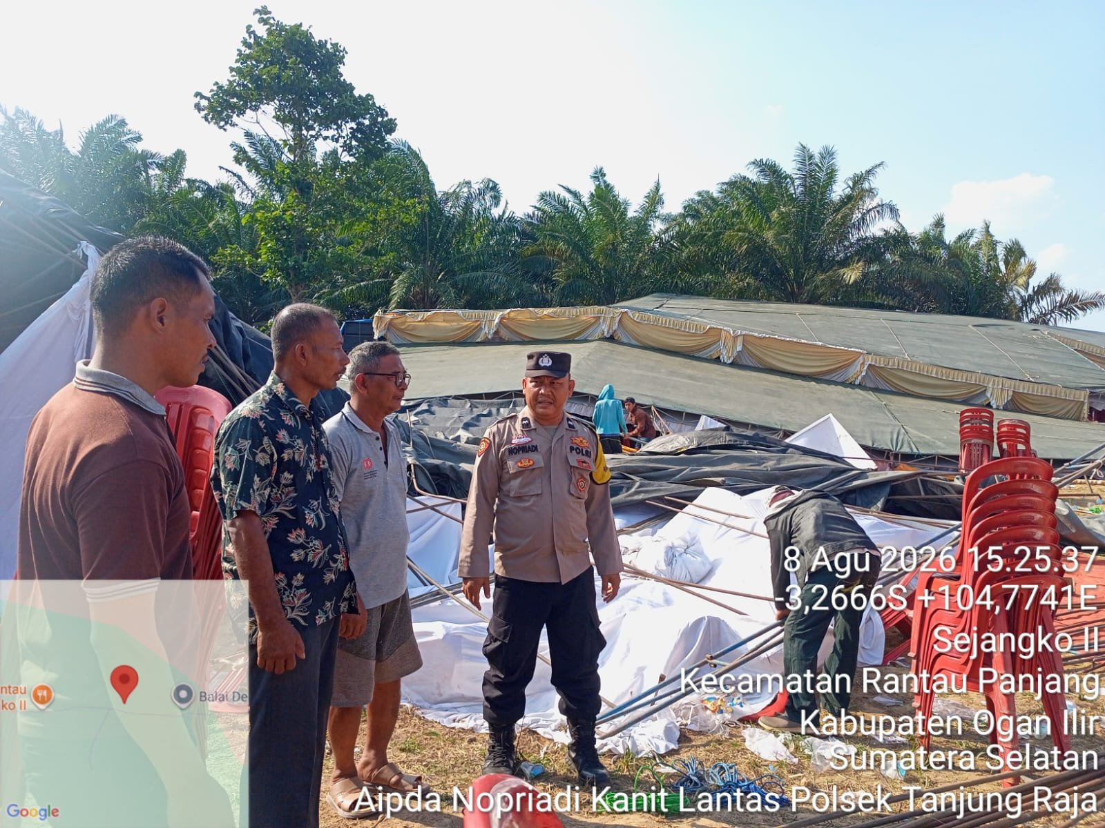 Angin Kencang Robohkan Sebagian Tenda Resepsi di Sejangko II, Nihil Korban Jiwa