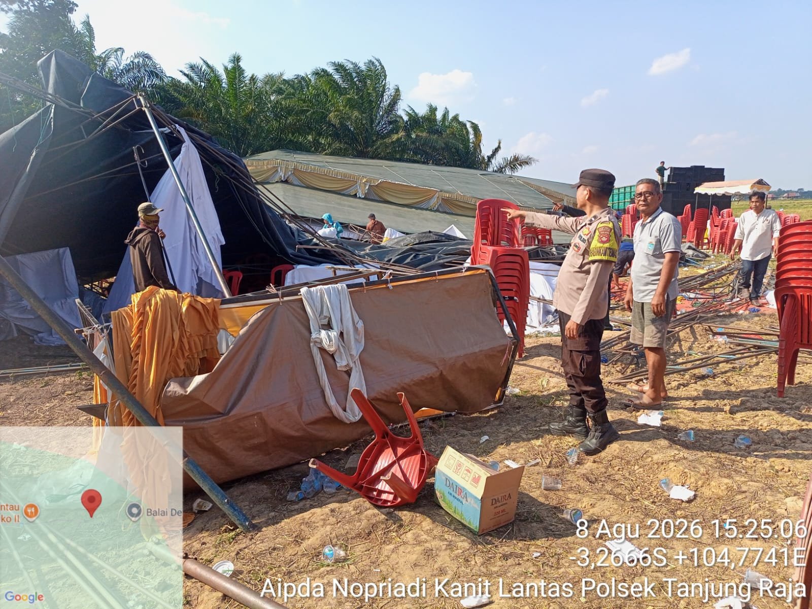 Angin Kencang Robohkan Sebagian Tenda Resepsi di Sejangko II, Nihil Korban Jiwa