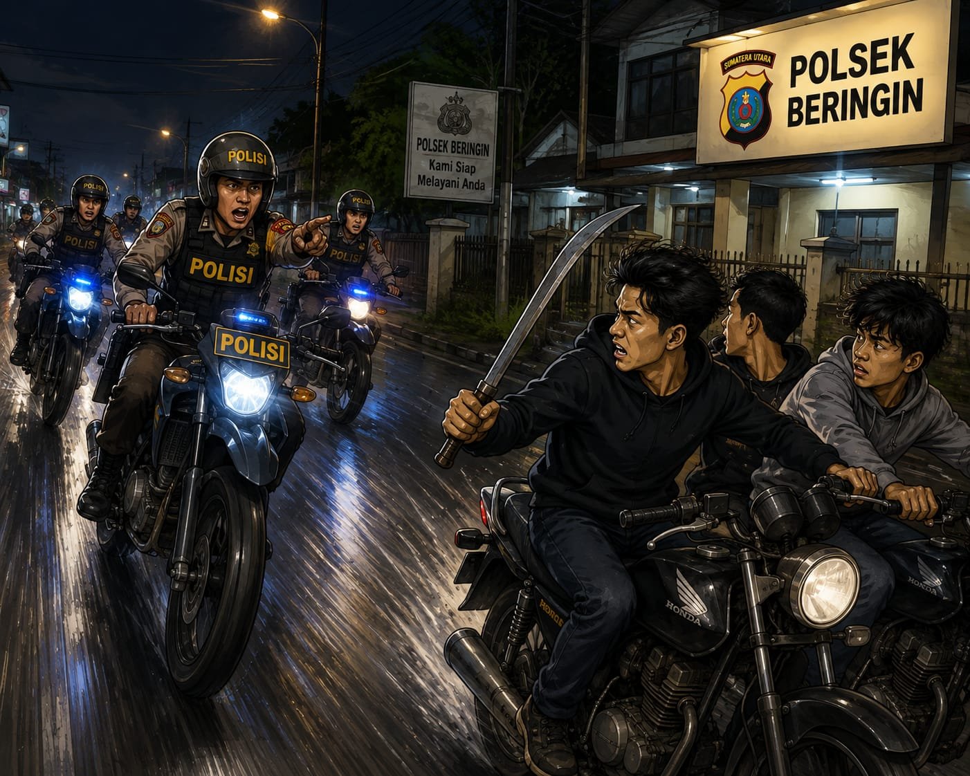Polsek Beringin Amankan Tiga Geng Motor Bersenjata Tajam Polsek Beringin Amankan Tiga Geng Motor Bersenjata Tajam