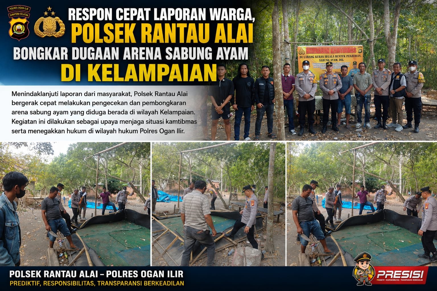 RESPON CEPAT LAPORAN WARGA, POLSEK RANTAU ALAI BONGKAR DUGAAN ARENA SABUNG AYAM DI KELAMPAIAN RESPON CEPAT LAPORAN WARGA, POLSEK RANTAU ALAI BONGKAR DUGAAN ARENA SABUNG AYAM DI KELAMPAIAN