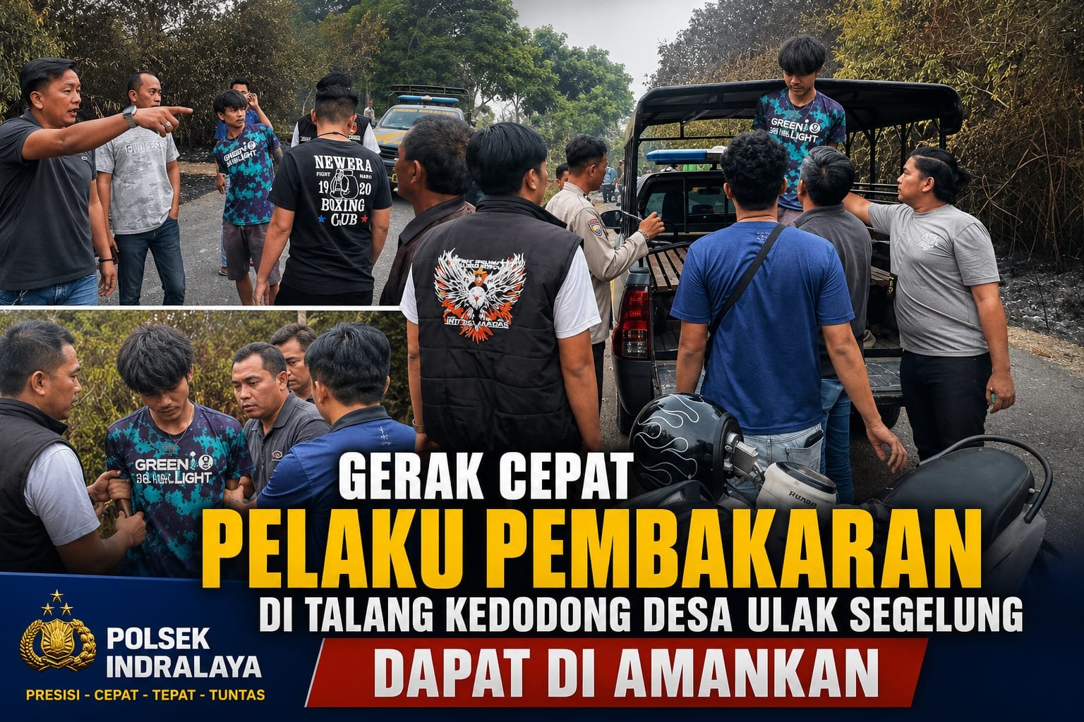 Gerak Cepat Polisi Ogan ilir Terduga Pelaku Pembakaran Lahan di Ulak Segelung Diamankan