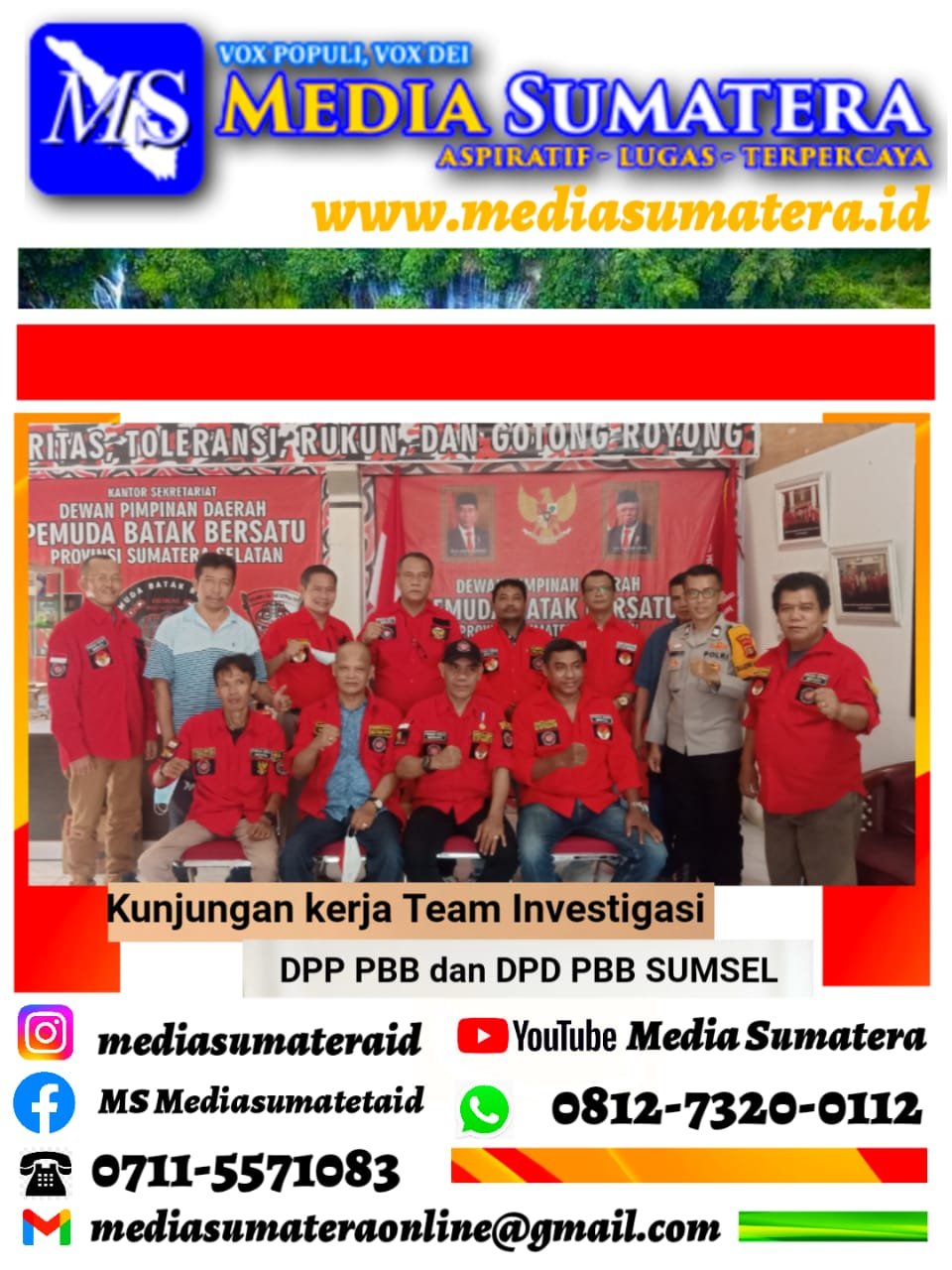 Ketua DPD Pemuda Batak Bersatu (PBB) Provinsi Sumsel Terima Kunjungan Kerja Sekaligus Silaturahim Team Investigasi PBB Pusat Ketua DPD Pemuda Batak Bersatu (PBB) Provinsi Sumsel Terima Kunjungan Kerja Sekaligus Silaturahim Team Investigasi PBB Pusat