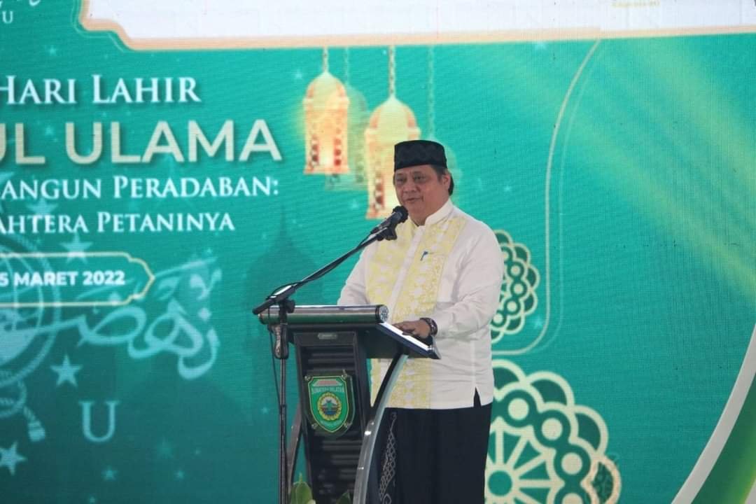 Mewakili Bapak Presiden Joko Widodo, Airlangga Hartanto menghadiri Peringatan Hari Lahir Nahdlatul Ulama ke-99 di Jakabaring Sport Center, Palembang