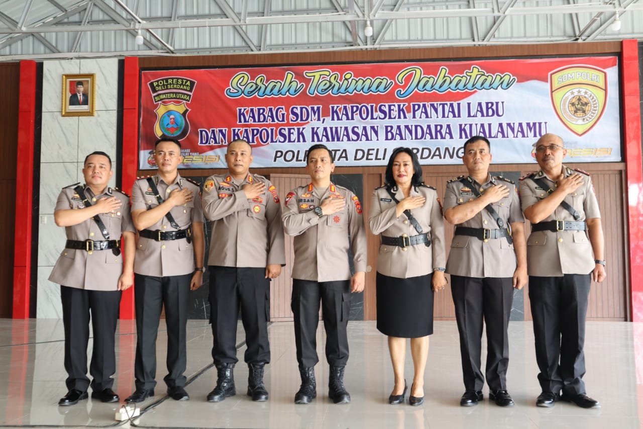 Kapolresta Deli Serdang Pimpin Sertjab Kabad SDM Kapolsek Pantai Labu, Dan Kapolsek Bandara Kania