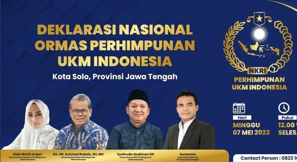 Perhimpunan UKM Indonesia Akan Tetapkan Syafrudin Budiman Menjadi Ketua Umum dan Diah Warih Anjari Ketua Dewan Pembina Perhimpunan UKM Indonesia Akan Tetapkan Syafrudin Budiman Menjadi Ketua Umum dan Diah Warih Anjari Ketua Dewan Pembina