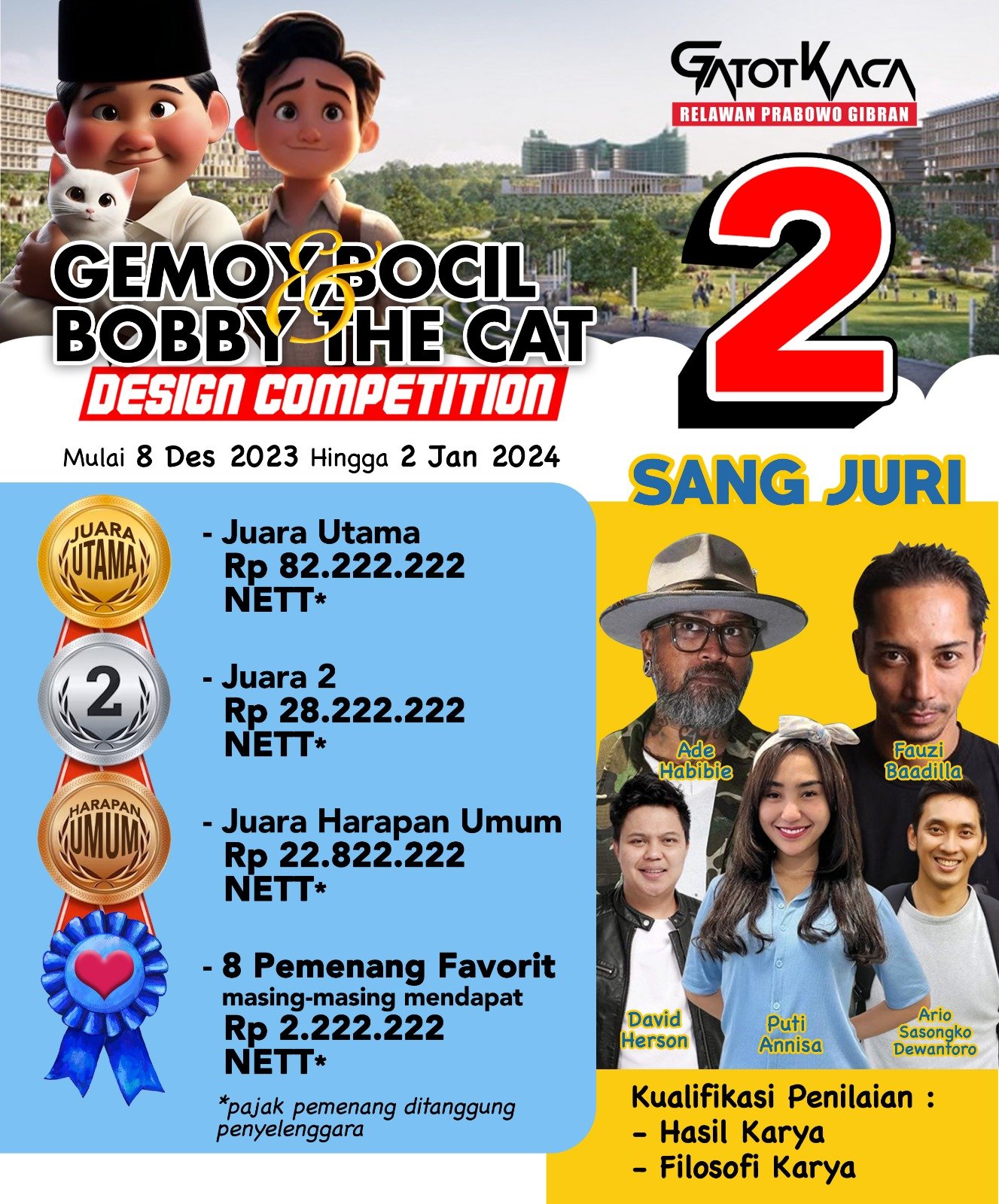 Relawan Prabowo-Gibran Gelar Lomba Desain Gemoy hingga Bobby The Cat Relawan Prabowo-Gibran Gelar Lomba Desain Gemoy hingga Bobby The Cat