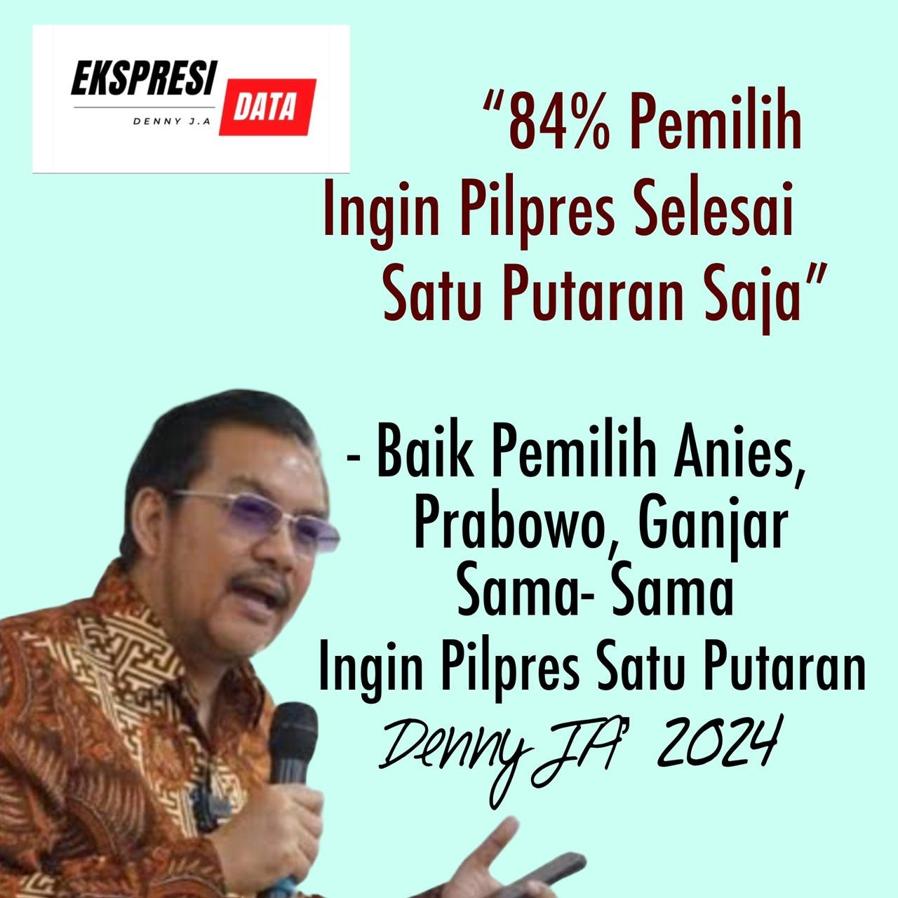 Ekspresi Data: 84% PEMILIH INGIN PILPRES SATU PUTARAN SAJA Ekspresi Data: 84% PEMILIH INGIN PILPRES SATU PUTARAN SAJA