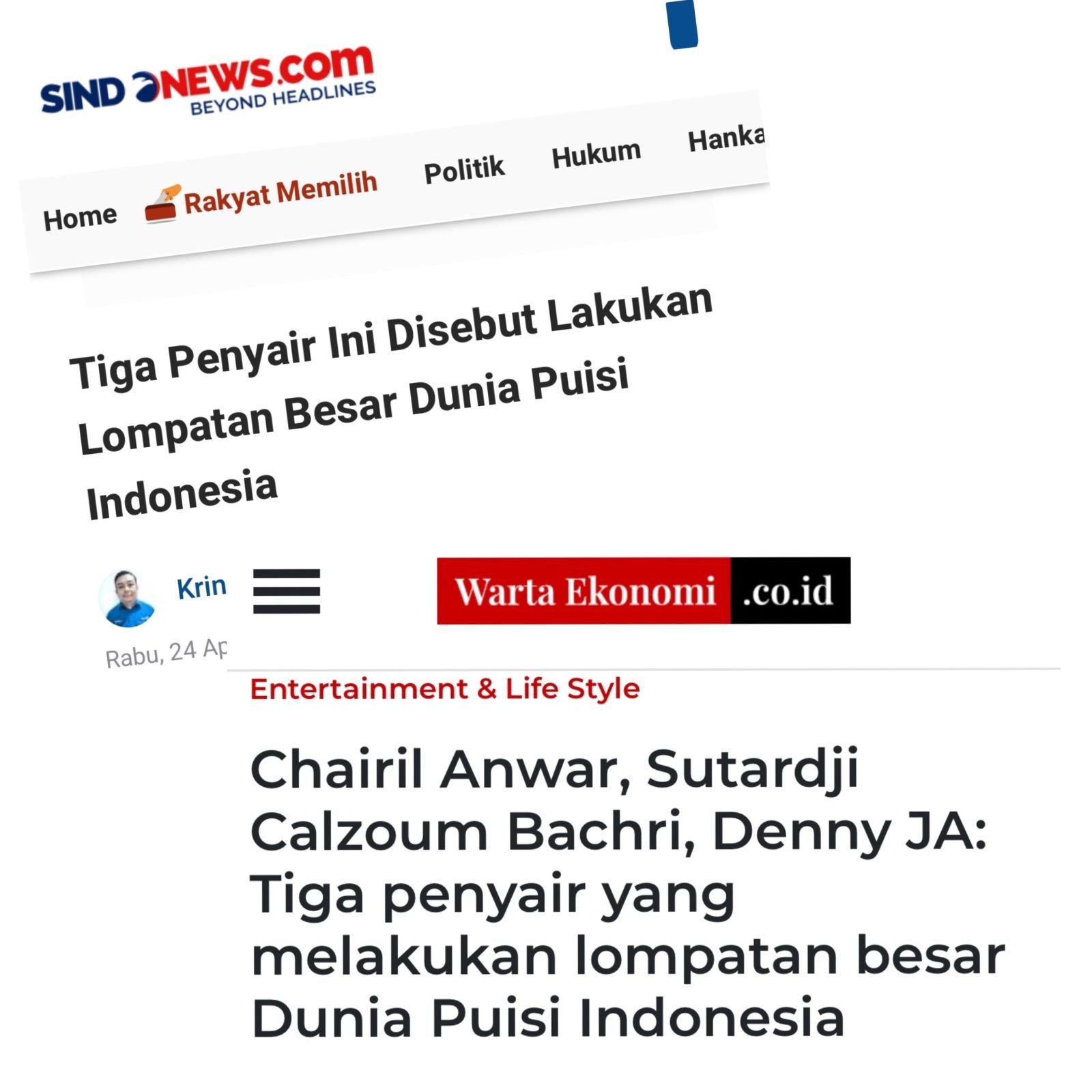 Chairil Anwar, Sutardji Calzoum Bachri, Denny JA: Tiga Penyair Yang Melakukan Lompatan Besar Dunia Puisi Indonesia Chairil Anwar, Sutardji Calzoum Bachri, Denny JA: Tiga Penyair Yang Melakukan Lompatan Besar Dunia Puisi Indonesia