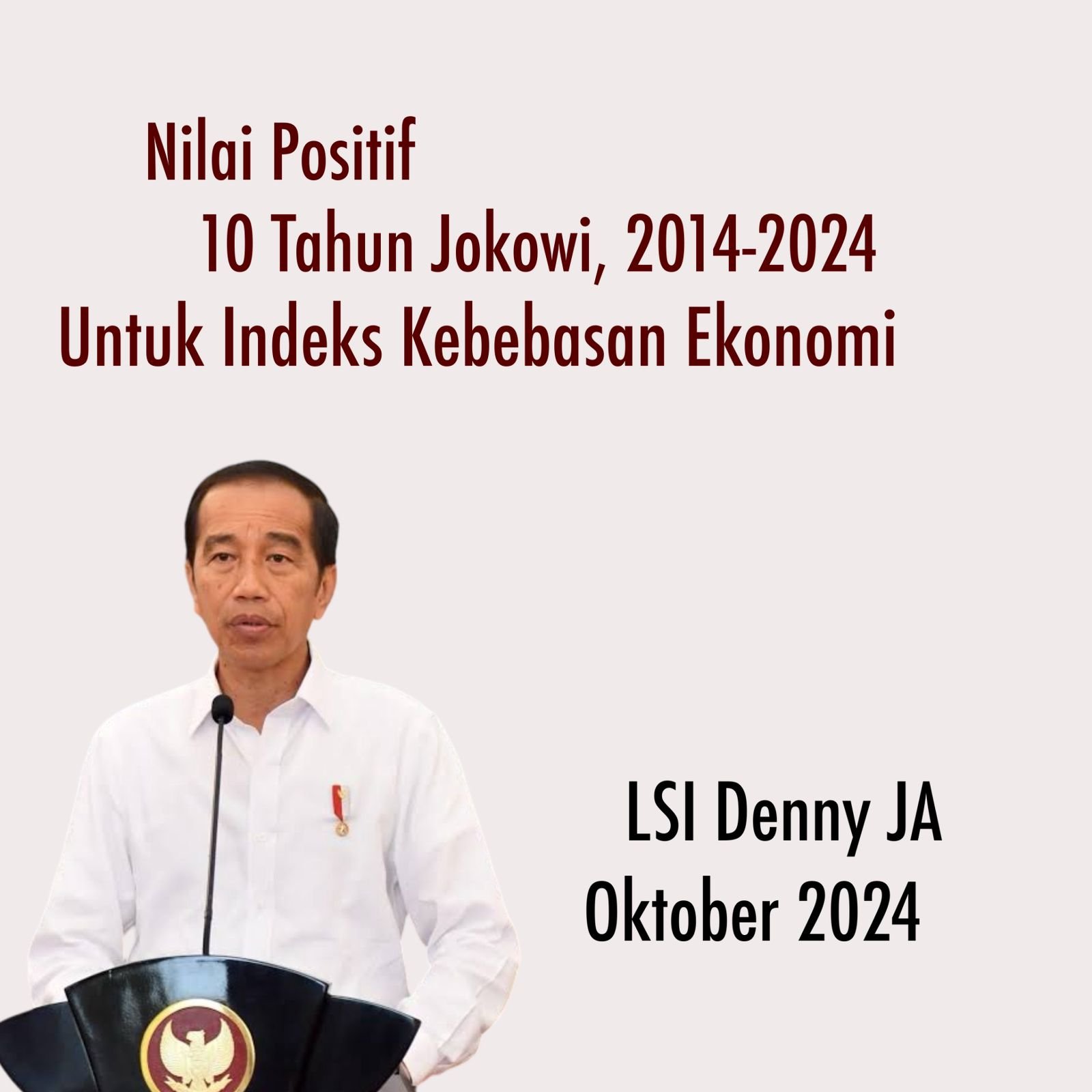 LSI DENNY JA: INDEKS KEBEBASAN EKONOMI 10 TAHUN JOKOWI (2014-2024) BERBUAH POSITIF