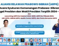 Aliansi Relawan Prabowo Gibran Akan Gelar Konsolidasi Akbar Agustus 2025, Bahas Capaian Keberhasilan dan Evaluasi Pemerintah