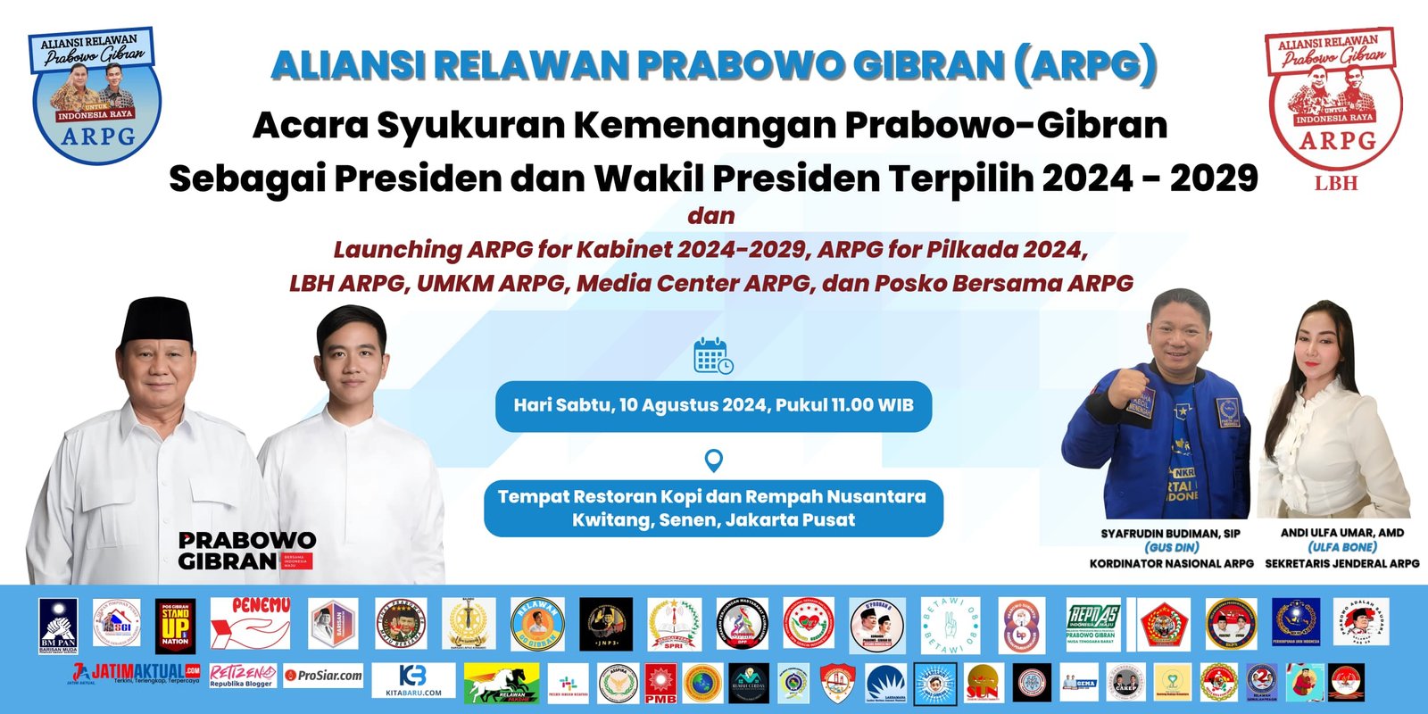 Aliansi Relawan Prabowo Gibran Akan Gelar Konsolidasi Akbar Agustus 2025, Bahas Capaian Keberhasilan dan Evaluasi Pemerintah Aliansi Relawan Prabowo Gibran Akan Gelar Konsolidasi Akbar Agustus 2025, Bahas Capaian Keberhasilan dan Evaluasi Pemerintah