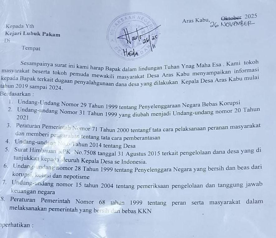 Warga Aras Kabu Datangi Kejari Lubuk Pakam, Pertanyakan Proses Laporan Dugaan Korupsi Dana Desa