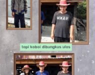 PT Simarmata Wendeilyna Ulos membuat Topi Koboi Dibungkus  Ulos Untuk Pinompar Opung Tongam Sitanggang