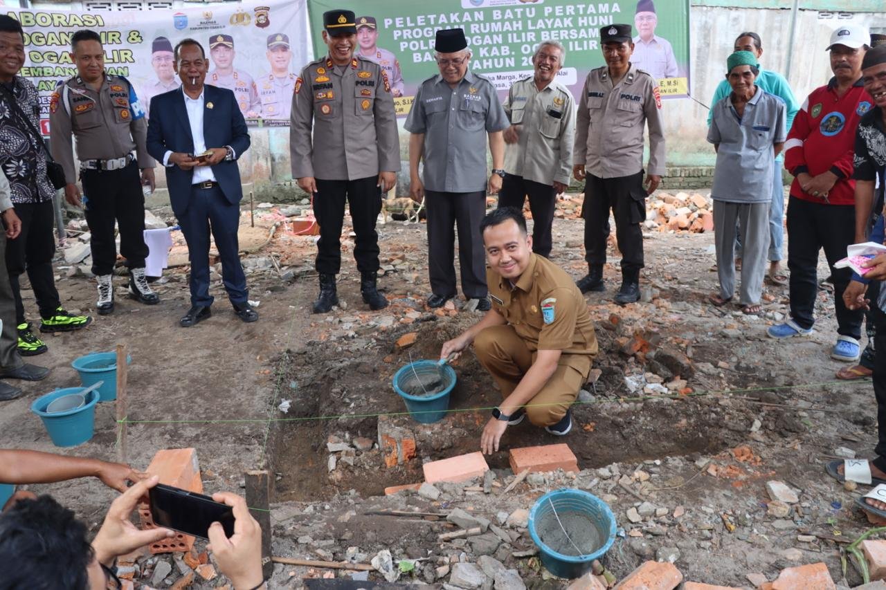 Polres Ogan Ilir dan BAZNAS Kerja Sama: Peletakan Batu Pertama Pembangunan Rumah Layak Huni