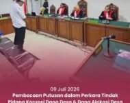 Korupsi Dana Desa Permata Baru, Mantan Kepala Desa Divonis 2 Tahun 4 Bulan Penjara