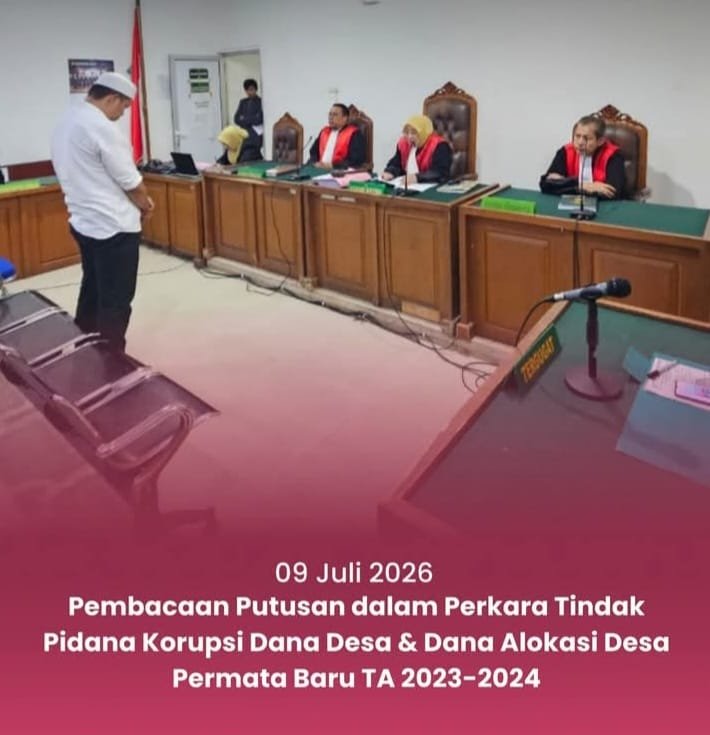 Korupsi Dana Desa Permata Baru, Mantan Kepala Desa Divonis 2 Tahun 4 Bulan Penjara Korupsi Dana Desa Permata Baru, Mantan Kepala Desa Divonis 2 Tahun 4 Bulan Penjara
