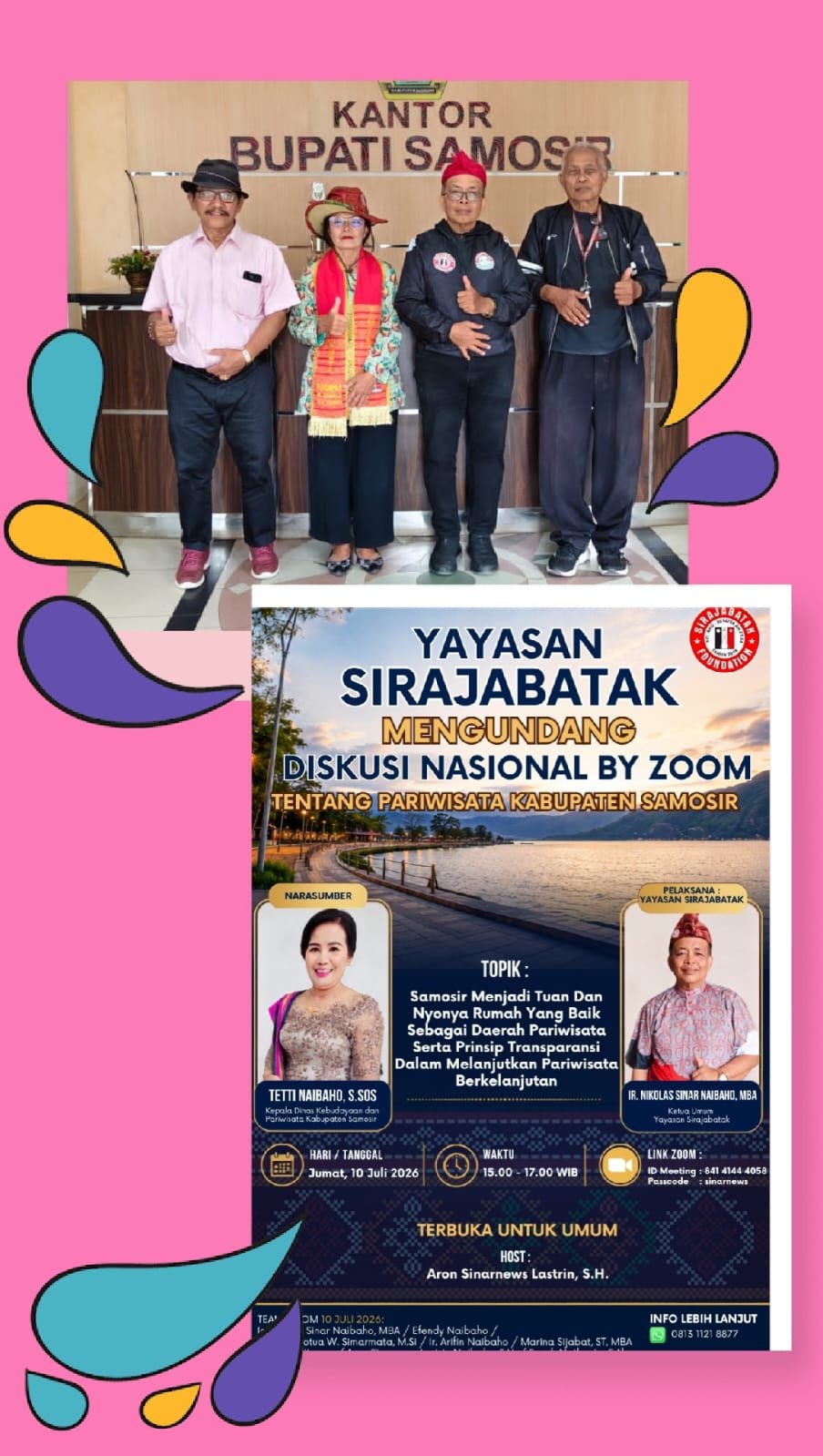 Apresiasi dari Efendy Naibaho Kepada Sekda Kab Samosir dan Semua Pihak Yang Mendukung Zoom Meeting Bersama Warga Pada Sore ini