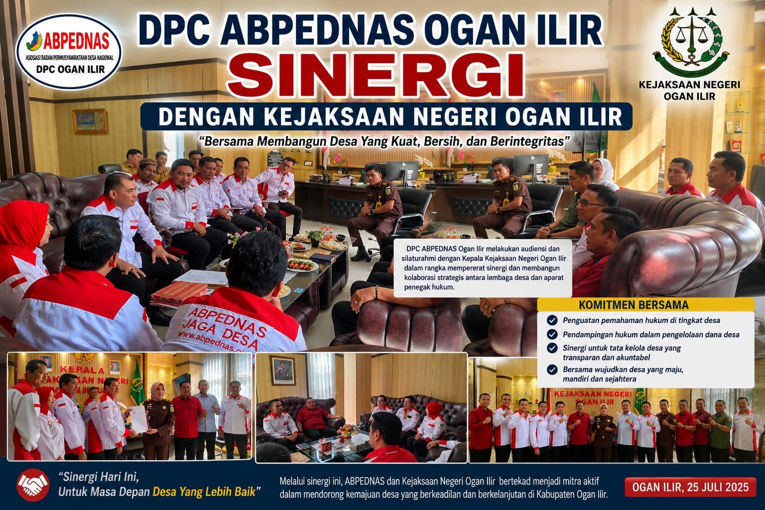 Pererat Sinergi, DPC ABPEDNAS Ogan Ilir Silaturahmi ke Kejaksaan Negeri Ogan Ilir