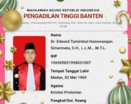 Dr Edward Tumimbul Hamonangan Simarmata SH MTL LLM, Hakim Tinggi PT Banten dengan Jejak Panjang di Lingkungan Mahkamah Agung