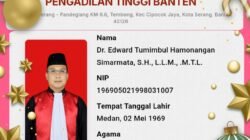 Dr Edward Tumimbul Hamonangan Simarmata SH MTL LLM, Hakim Tinggi PT Banten dengan Jejak Panjang di Lingkungan Mahkamah Agung Dr Edward Tumimbul Hamonangan Simarmata SH MTL LLM, Hakim Tinggi PT Banten dengan Jejak Panjang di Lingkungan Mahkamah Agung