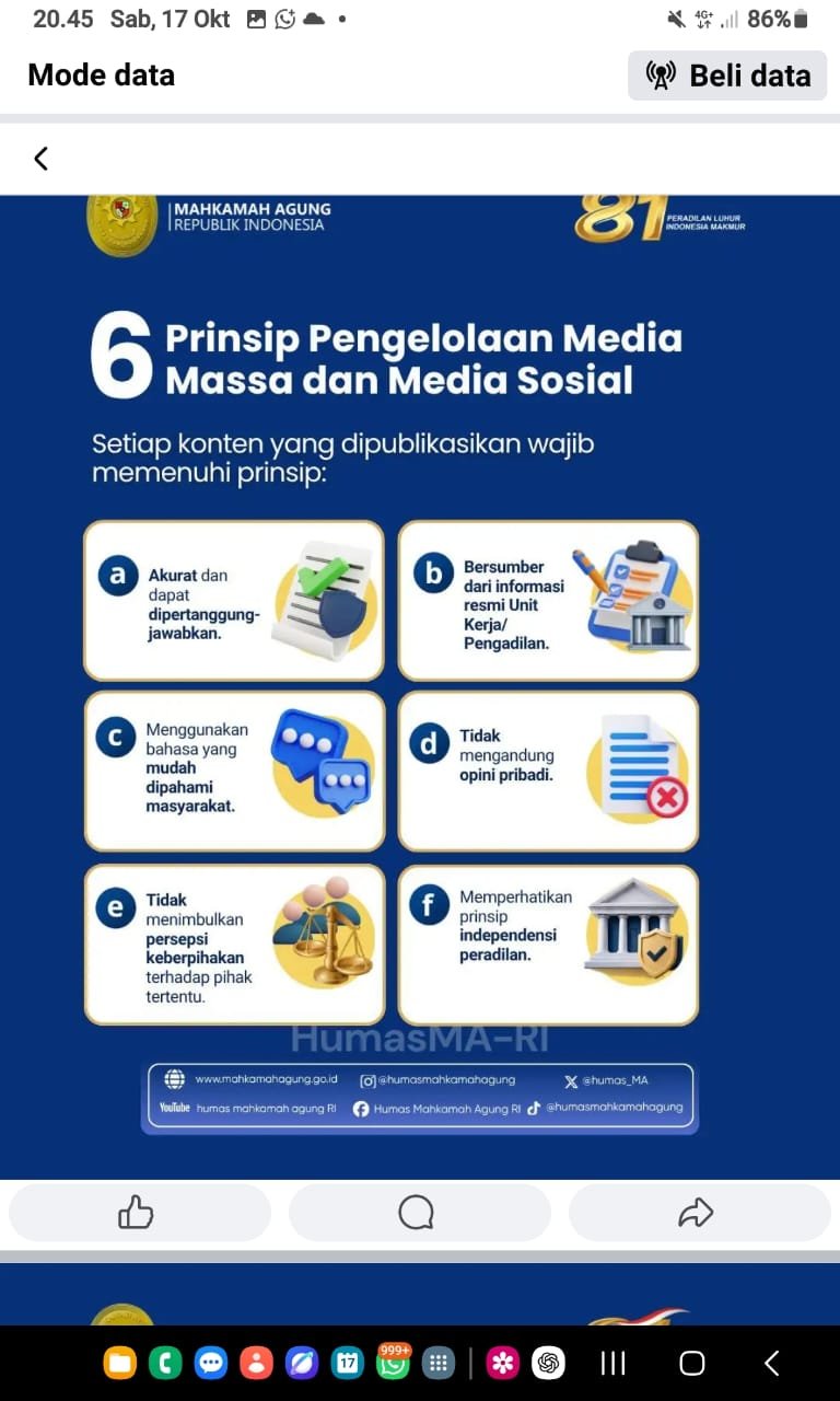 R Wendeilyna Simarmata, Yuk Simak, MA Terbitkan SK Pedoman Media Massa dan Media Sosial, Jaga Transparansi serta Independensi Peradilan R Wendeilyna Simarmata, Yuk Simak, MA Terbitkan SK Pedoman Media Massa dan Media Sosial, Jaga Transparansi serta Independensi Peradilan