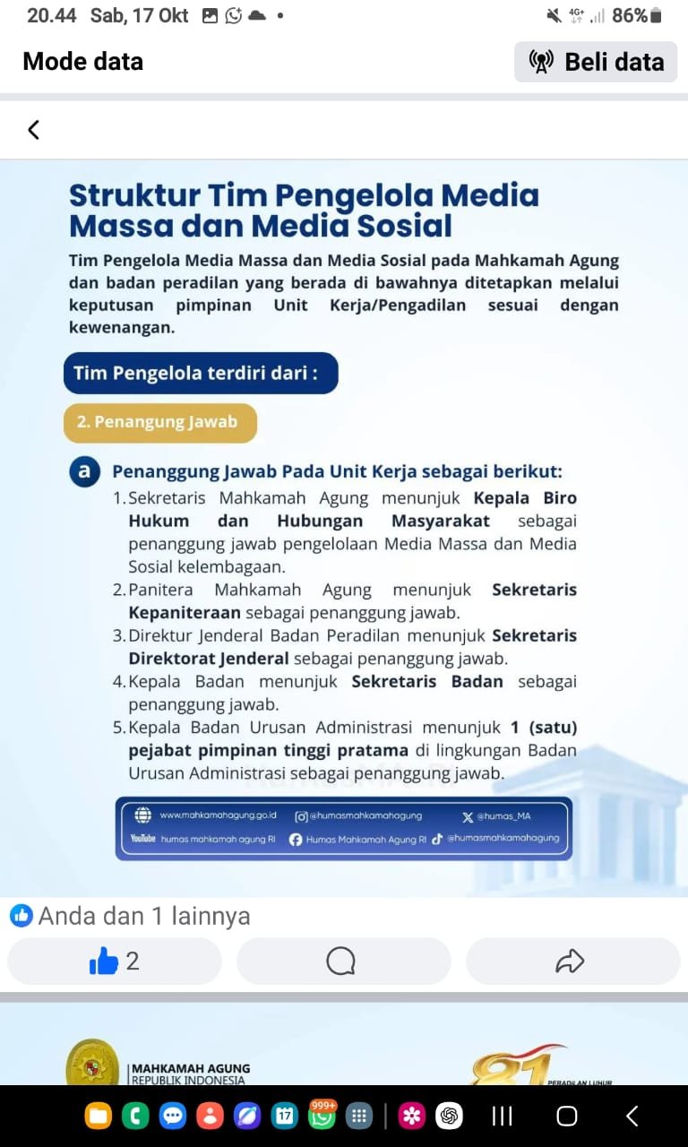 R Wendeilyna Simarmata, Yuk Simak, MA Terbitkan SK Pedoman Media Massa dan Media Sosial, Jaga Transparansi serta Independensi Peradilan R Wendeilyna Simarmata, Yuk Simak, MA Terbitkan SK Pedoman Media Massa dan Media Sosial, Jaga Transparansi serta Independensi Peradilan