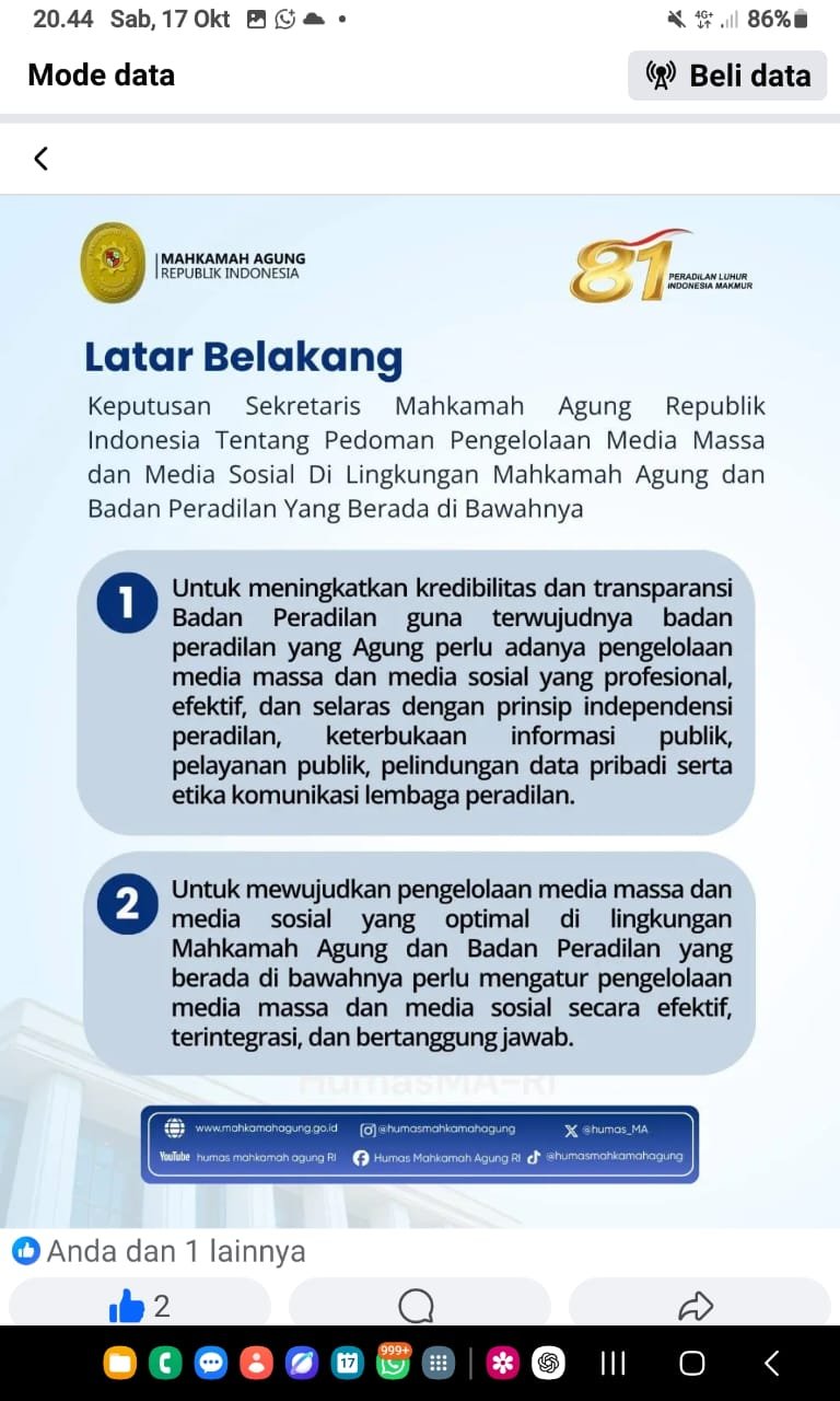 R Wendeilyna Simarmata, Yuk Simak, MA Terbitkan SK Pedoman Media Massa dan Media Sosial, Jaga Transparansi serta Independensi Peradilan R Wendeilyna Simarmata, Yuk Simak, MA Terbitkan SK Pedoman Media Massa dan Media Sosial, Jaga Transparansi serta Independensi Peradilan