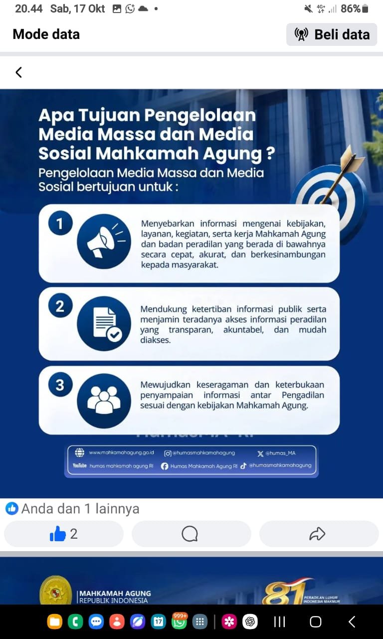 R Wendeilyna Simarmata, Yuk Simak, MA Terbitkan SK Pedoman Media Massa dan Media Sosial, Jaga Transparansi serta Independensi Peradilan R Wendeilyna Simarmata, Yuk Simak, MA Terbitkan SK Pedoman Media Massa dan Media Sosial, Jaga Transparansi serta Independensi Peradilan