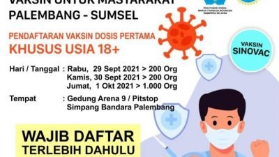 Tempat Daftar Vaksinasi Dosis Pertama dari PSMTI Sumsel
